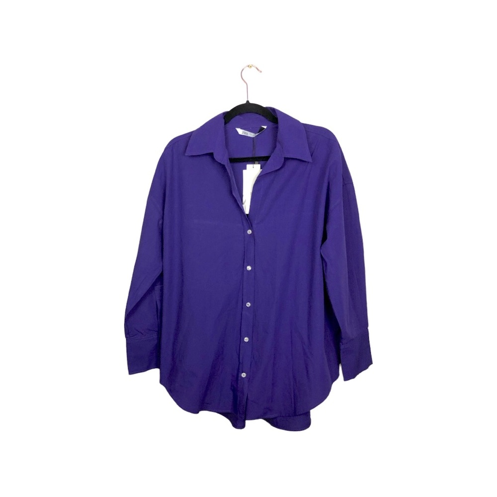 ZARA. Women’s Purple Button Down Shirt Long Sleeves With Button Cuffs Size Small
